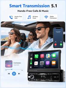 Optional Single DIN Car MP5 Player/Independent Backup Camera, Expandable Screen, Supports CarPlay And Android Auto, 7-Inch HD Touchscreen, Stereo, 12V Power, FM Radio, ISO Interface, AUX Input, SD Card Slot, USB Port - CarPlay+Auto - View 3