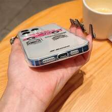 1pc Racing Pattern Black & Silver Phone Case Compatible With Apple Phones - Multicolor - View 5