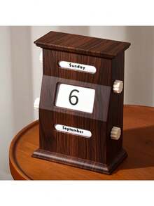 Vintage Style Perpetual Calendar, Permanent Desktop Calendar, 2 Colors Available, Displays Month, Date And Day Of The Week. Rotatable High-End Business Desktop Calendar Ornament, ABS Material - Multicolor - View 5
