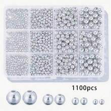 1100顆/200顆金色光滑圓珠，3/4/6/8mm，金色隔珠套組，適用於DIY手鍊、項鍊、手工藝品 - 彩色 - 查看 8