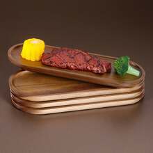 AMAZINGWOOD 4/8pcs Wooden Serving Trays Set, Breakfast Tray & Oval Charcuterie Boards| 4" & 12.8"Wooden Platters, Cheese Serving Plates For Desserts, Snacks, Bread, Fruits, Appetizers, Coffee Table, Countertop - View 12