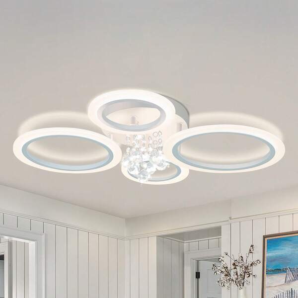 Modern LED Ceiling Light, 4 Rings Flush Mount Ceiling Light, 3 Color Temperature Dimmable Ceiling Lamp For Bedroom, Foyer, Laundry Room, Closet