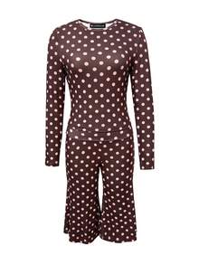 LovelyWholesale Women's Casual Hooded Zip-Up Top And Flare Capri Pants 2 Pieces Set, Solid Color Autumn Outfit - Brown - View 5