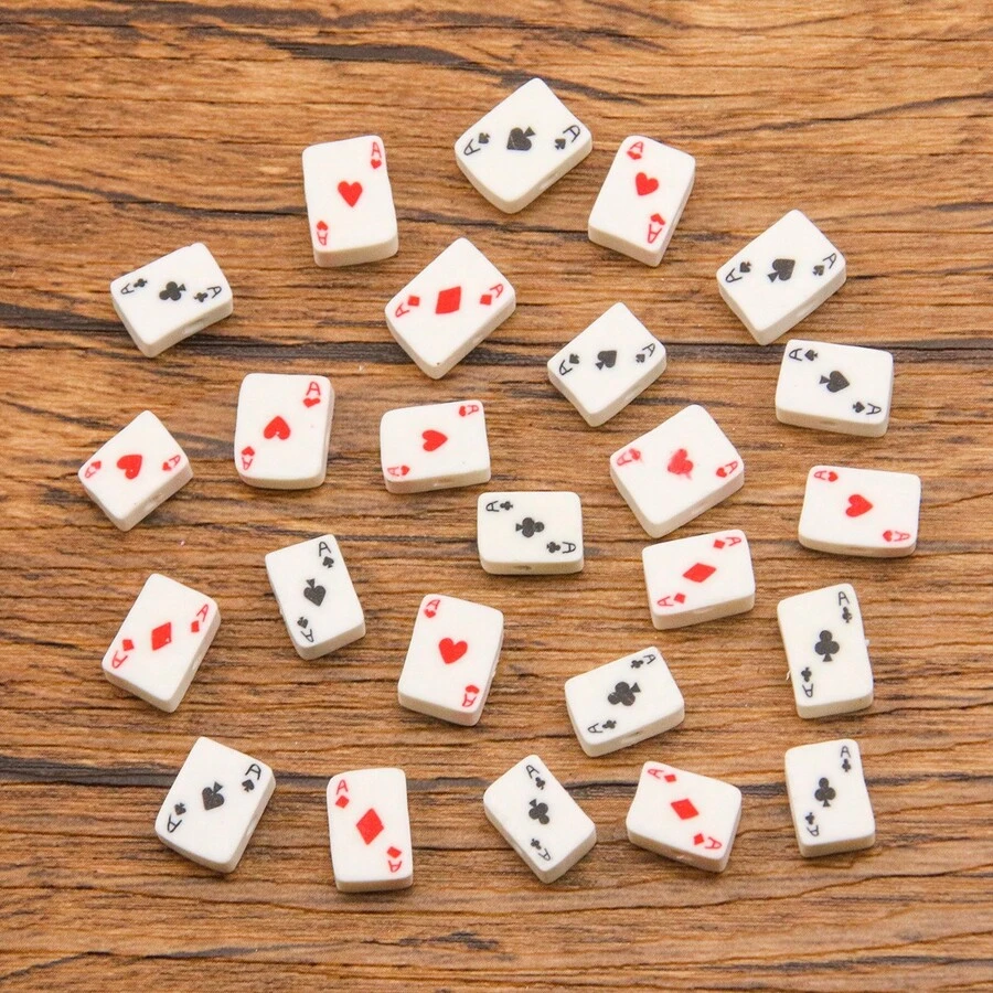 30/60pcs/Set Playing Card Design DIY Bead(Mixed Color) - Multicolor - View 1