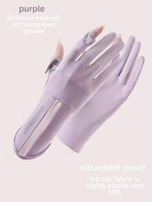 Women's Summer UV Protection Thin Fingerless Mid-Length Ice Silk Driving & Cycling Gloves, Touchscreen Compatible Anti-Slip - A - View 17