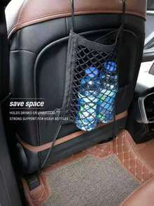 1pc Car Seat Middle Storage Mesh Pocket, Elastic Car Storage Net Bag, Front Row Divider Mesh, Universal Car Organizer Storage Bag - Multifunctional Storage Net - View 4