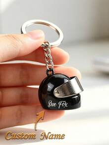 Customized Initial Motorcycle Helmet Keychain, Mini Motorcycle Helmet Keyring, Personalized Riding Keychain, Gift For Motorcycle Rider Dad - Multicolor - View 2