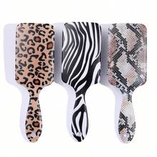 1pc Cute Cow Print Portable Mini Folding Air Cushion Massage Comb, Leopard Print Comb Set, Handle Style Comb, Zebra Print Air Cushion Comb - Multicolor - View 5