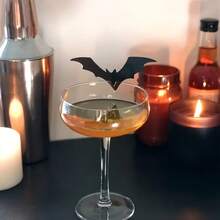 50pcs Halloween Bat Wine Glass Decor - Gothic Horror Party Accessories, Suitable For Cocktails And Spooky Celebrations - Decoration - View 3