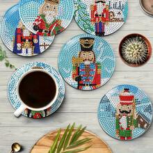 Merry Christmas DIY Diamond Painting Coaster Set, Christmas Nutcracker Element, Suitable For Beginners, Adult Painting Crafts And Sewing Supplies, Home Decor And Party Small Gift Toys, Christmas Gifts - Multi-color/QY49 - View 5