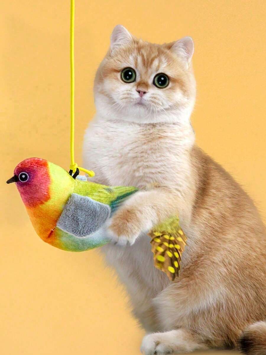 Cat Toys, Realistic Bird Sound Simulation, Adjustable, Indoor Cat Play And Chase Interactive Toy, Up And Down Shaking Sound, Birthday Gift, Holiday Gift
