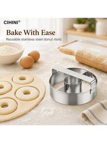 CIHINI-Donut Cutter Suitable For Donut Making, Cookie Making, Bread Cutting, Home Baking DIY Baking, Multi-Functional Cookie Mold, Durable Baking And Decoration Use, Easy To Clean - Multicolor - View 6