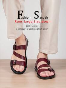 2026 New Men's Casual Fashionable Outdoor Sandals, Beach Style Indoor/Outdoor Slippers - Reddish-brown - View 2
