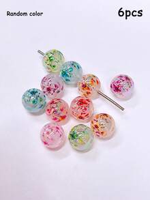 6pcs 16mm Jelly Faceted Printed Flower Beads Handmade DIY Beaded Pen Phone Chain Jewelry Accessories - Floral Beads - View 6