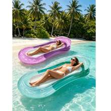 3pcs Gradient Mesh Floating Lounge Chairs, Gradient Design, With Pillow, PVC Material, Inflatable Hammock, Suitable For Swimming Pool, Beach And Lake, Pool Party And Beach Party Supplies, Pool Inflatable Raft, Water Resting Seat, Swimming Float, Pool Inflatable Float, Water Inflatable Float, Air Pump Sold Separately - Multicolor - View 7