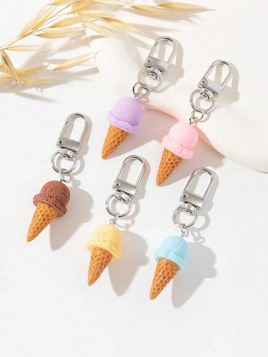 Mixed Color Cute 3D Ice Cream Decorative Pendant Keychain Bridesmaid Gift - Multicolor - View 1