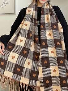 Women's Fashion Scarf With Disney Mickey And Heart Pattern, Christmas Scarf Made Of Polyester Material, Simple And Fashionable Winter Warm And Windproof, Dry Clean, Suitable For Evening Date, Birthday Party Gift, Daily, Gathering, Date Dual Use, Perfect Gift, Women's Accessory - One Size Fits All - View 10
