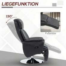 Sillón Reclinable para TV Ajustable Manualmente con Respaldo y Reposapiés Antideslizantes, Soporta hasta 150 kg, de Cuero Sintético Negro para Sentarse Cómodamente en el Hogar - 1 - Ver 8