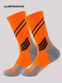 CLIMPRESSION Men's Athletic Crew Socks, Cushioned Sport Running Socks Breathable Non-Slip Training Hiking Socks - Orange - View 10