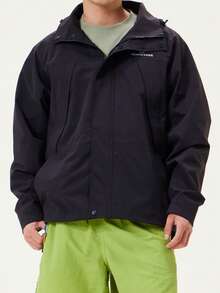 CAMEL CROWN Men's Hooded Windproof And Waterproof Jacket For Outdoor Use, Couple Style - Phantom Black - View 1