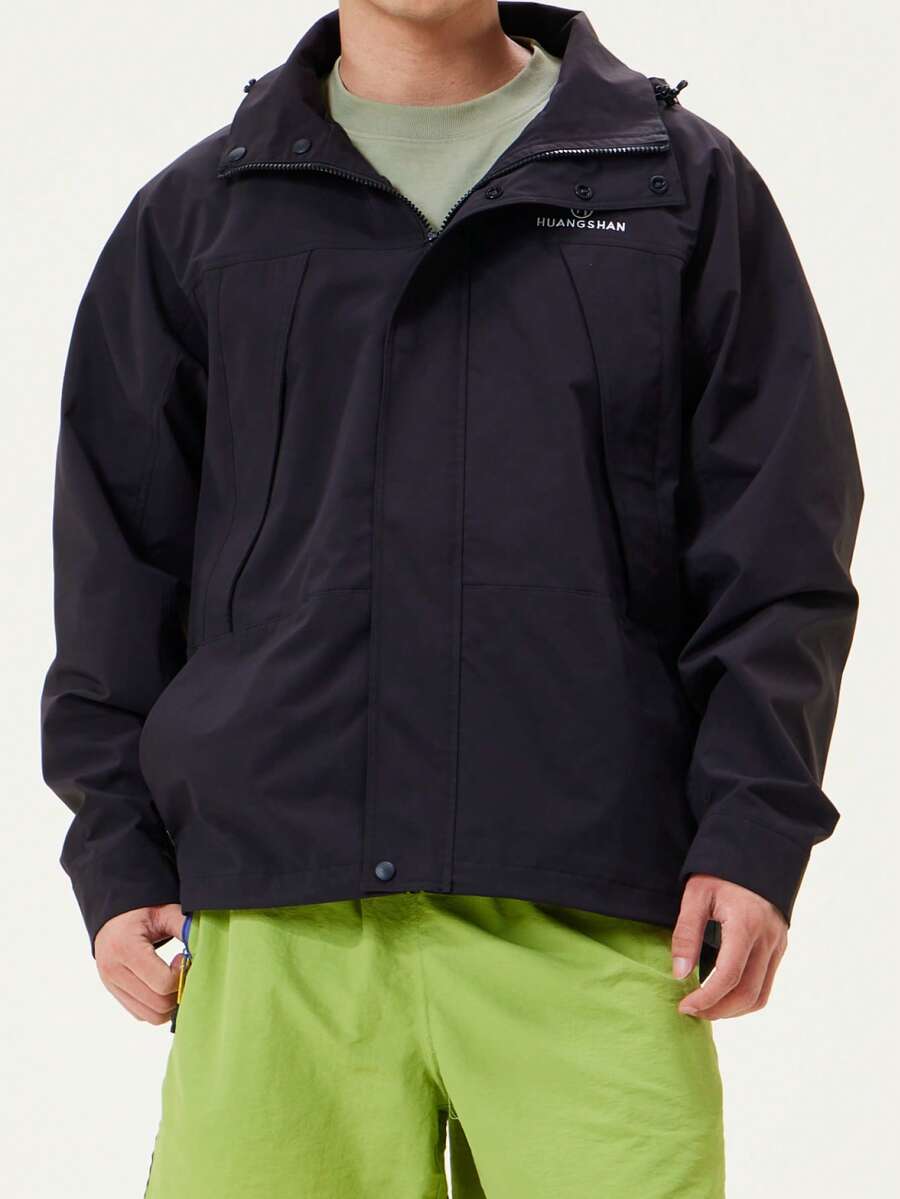 CAMEL CROWN Men's Hooded Windproof And Waterproof Jacket For Outdoor Use, Couple Style - Phantom Black - View 1