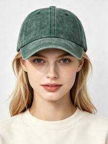 1pc Unisex Vintage Curved Brim Washed Baseball Cap, Solid Color Design, Simple Daily Versatile Item - Multicolor - View 2