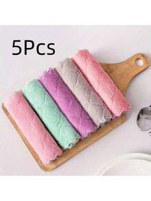5/10/20pcs Multi-Purpose Cleaning Towel, Easily Remove Grease And Stains, Super Absorbent Coral Fleece Cleaning Cloth, Kitchen Degreasing Dishcloth, Cleaning Supplies, Random Colors - Multicolor - View 15