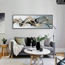 1pc Modern Nordic Luxurious Abstract Golden Ribbon Canvas Art Wall Decor For Living Room And Bedroom, Frameless - Grey - View 3