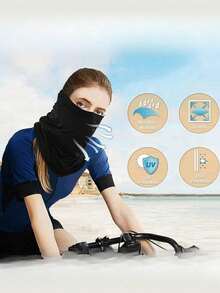 4pcs/1 Neck Gaiter Face Mask Scarf, Breathable Sun Protection Windproof, Suitable For Skiing, Fishing And Other Outdoor Activities, Cool And Comfortable, Unisex, UV Protection, Soft Windproof, Suitable For Hiking, Cycling, Running And Other Sports. - Black - View 5