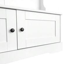 White Entryway Cabinet With Storage Under The Seat And 4 Hooks - 白色 - 查看 3