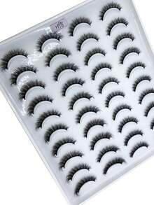 10 Pairs Cross Dense Fluffy Faux Mink Eyelashes Natural Long False Eyelashes Extension Handmade Curl 3D Eyelashes Makeup D Curl Mixed Style Artificial Eyelashes - Black - View 5