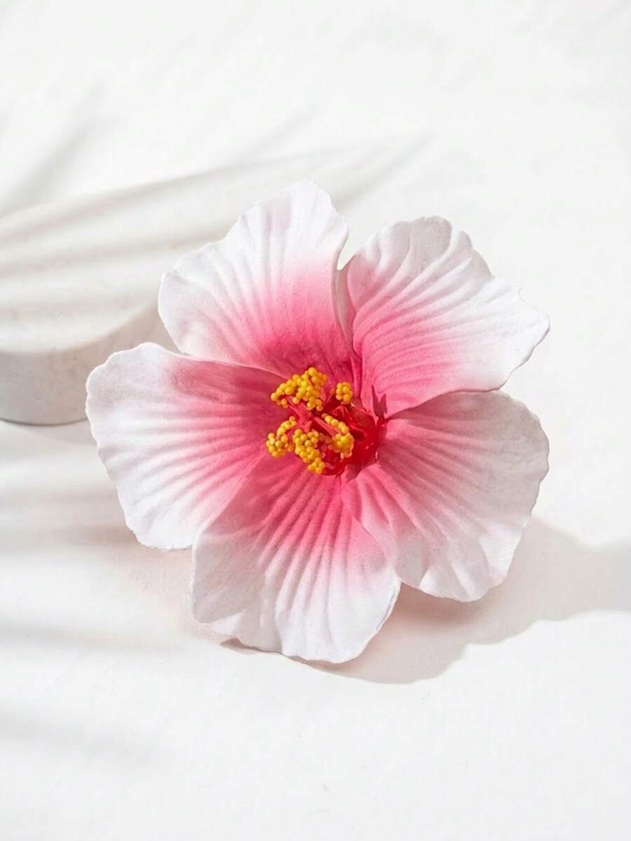 1件夏威夷木槿花髮夾，優雅波希米亞風布製髮簪，適合女性，海灘度假與派對飾品