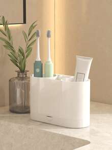 Toothbrush Holder, Suitable For Bathroom Vanity, Countertop Storage Rack, Wall-Mountable, Multi-Functional Storage, Can Hold Electric Toothbrush, Toothpaste And Razor, Bathroom Accessories - Multicolor - View 5