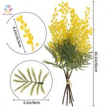 5 Bunches Of High-Quality Artificial Mimosa (Mimosa/Wattle) - Romantic Holiday Style, Ideal For Wedding Decor, Home Decor, And Various Special Occasions - Yellow - View 4