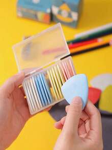 10/20pcs Multi‑Color Triangle Tailor's Chalk Set With Clear Storage Case, Erasable Fabric Marking Chalk Pieces, DIY Patchwork Sewing Marking Tool For Cloth & Garment Pattern Cutting, Sewing Accessories - A - View 3