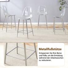 Set Of 2 Transparent Bar Stools, With Silver/Gold/Black Metal Frame, Modern Design Chairs For Kitchen, Bar Or Dining Room (Chairs Only, No Table) - Silver + Plastic - View 10