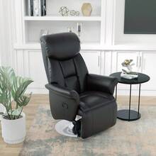 Sillón Reclinable para TV Ajustable Manualmente con Respaldo y Reposapiés Antideslizantes, Soporta hasta 150 kg, de Cuero Sintético Negro para Sentarse Cómodamente en el Hogar - 1 - Ver 2