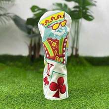 Pelindung Kepala Stik Golf Bordir Berwarna Cerah, Bahan PU, Pola Kartu Remi Berwarna-warni, Aksesori Pelindung Modis, Pelindung Kepala Stik Golf Kreatif, Bordir Berwarna-warni - Putih - View 10