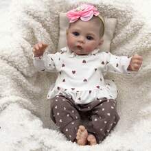 New Arrival Blue Eyes 19 Inch 48 CM Reborn Baby Dolls Soft Cloth Body Girl Bebe Reborn Realistic Newborn Baby Dolls Real Life Baby Toys For Kids Age 3+ - 彩色 - 查看 7