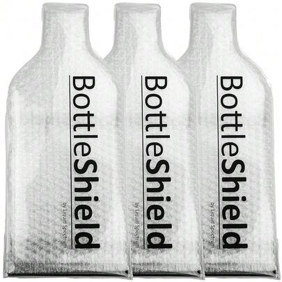 Reusable Wine Protector Travel Bag By Bottle Shield (3-Pack) - Unbreakable Bottle Sleeve, Leak Proof & Double Layer Bubble Protection | Travel Bags For Suitcase Luggage, Clear