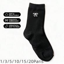 1/3/5/10/15/20 Pairs Women's Bow Mid-Calf Postpartum Maternity Socks, Solid Color Wide Cuff Soft Breathable Moisture-Wicking Non-Stuffy, Suitable For Back To School Season - Black - View 7