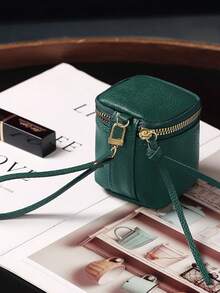 復古 PU 皮革迷你手提包收納袋，女士便攜式紅包包，耳機鑰匙零錢硬幣化妝品收納袋，旅行隨身攜帶包 - 彩色 - 查看 4