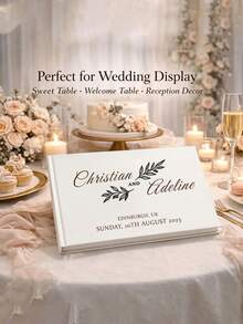 Custom Linen Wedding Guest Book, Personalized Hardcover Photo Album, Wedding Keepsake & Anniversary Photo Album, Unique Anniversary Gift, Guest Book - Multicolor - View 18