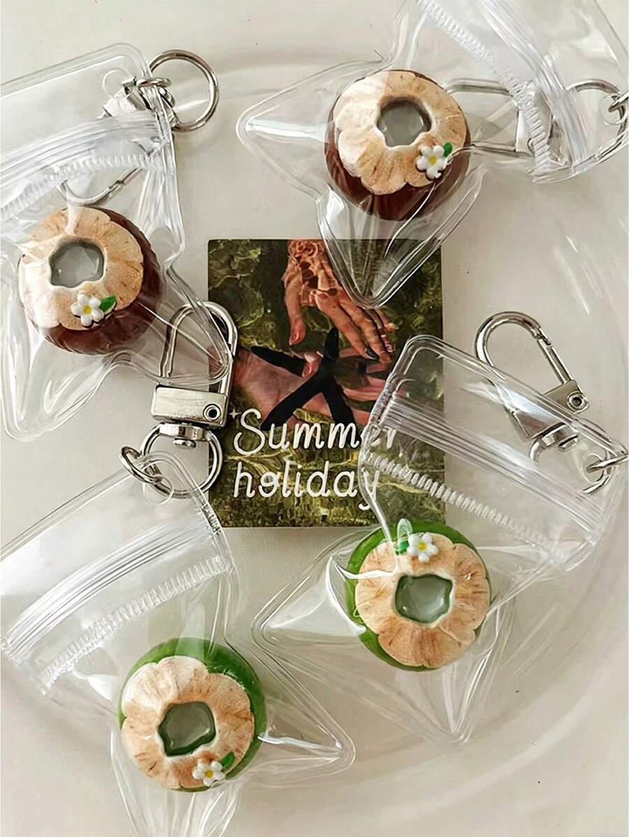 1pc InsHawaii Vacation Coconut Water Phone Charm - Handmade Beaded Phone Chain For Hanging On Phone, Camera Anti-Loss Chain For Travel, Bag Pendant, Keychain, Apple A IrPods Pro Bluetooth Earphone Shell Hanging Chain, Holiday Gift For Women - Multicolor - View 1