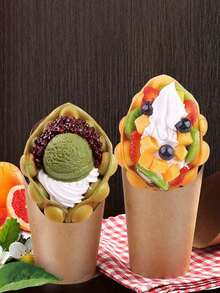 50/100pcs Disposable Paper Cups-Suitable For Egg Waffles, Cakes, And Cylindrical Dessert Packaging. Ideal For Wedding Parties, Bar Gatherings, Outdoor Picnics, And More; Perfect For Serving French Fries, Cakes, Ice Cream, And Other Treats. - Multicolor - View 4