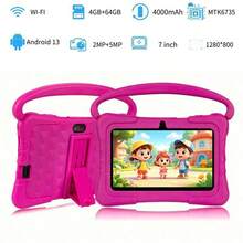 4GB RAM + 64GB ROM / 7-Inch Tablet / Quad-Core 1.3GHz / Android 13 MTK8321 / 1280x800 HD IPS Screen / 2MP+5MP Camera / 4000mAh Battery / WiFi, Parental Control, Education, Games / ABS Plastic + Silicone, Educational Tablet - Pink - View 2