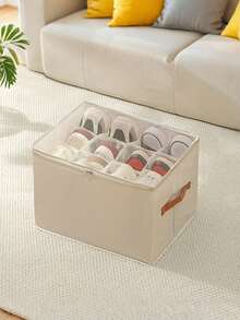Foldable Shoe Storage Box With Dividers, Dust-Proof Zipper Shoe Storage Bin, Reinforced Handle, Multi-Compartment Shoe Organizer, Suitable For Closet, Entryway, Home - Multicolor - View 10