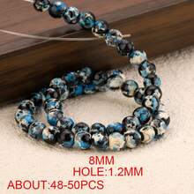 混色 8mm 潑濺紋天然石珠串 約 50 顆/串 大宗 DIY 手鍊項鍊手工配件批發 - 彩色 - 查看 14