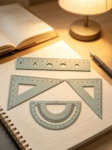 Set Penggaris Geometris Multifungsi (Termasuk Busur Derajat, Penggaris Segitiga, Penggaris Lurus), Busur Derajat, Penggaris Segitiga, Penggaris Lurus, Alat Ukur dan Gambar Kerajinan Tangan dengan Kotak Penyimpanan, Tersedia 4 Warna (Merah Muda, Hijau Mint, Biru Muda, Ungu Lavender). Cocok untuk Pembelajaran di Sekolah, Desain Teknik, Gambar Pertukangan Kayu, dan Berbagai Skenario Lainnya, Alat Gambar Berkualitas Tinggi. - beraneka warna - View 2