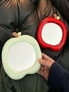 Two-Tone Apple 3D Desktop Makeup Mirror, Stylish With A Round And Cute Design, Excellent Attention To Detail. The High-Definition Mirror Surface Is Distortion-Free. It Makes A Great Holiday Gift For Family And Friends - Multicolor - View 6